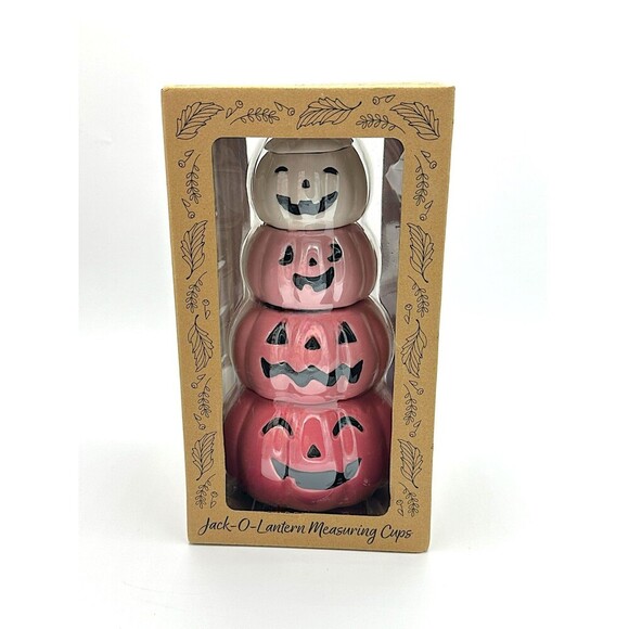 10 Strawberry Street Pink Jack O Lantern Measuring Cups - Picture 1 of 4